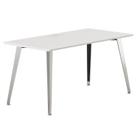 Modern Office Desk, 48" x 24" inch Table with Beveled Desktop, Flared Metal Legs for Home, Office (White-Mirror) - TB-ST-1206-B-WT