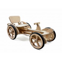 Wooden Pedal Go-Kart Ride-On Car for Kids – Durable Indoor Outdoor Pedal Toy, Toddler Balance & Exercise Vehicle with Rubber Wheels, 119.5 x 54 x 53.5 cm Model C2301