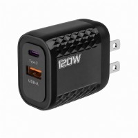 120W USB C Wall Charger, Dual-Port USB C and USB A, Black