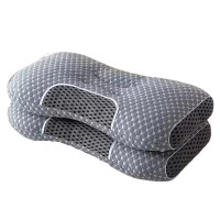 2-Pack Cervical Neck Pillow, Contoured Orthopedic Massage Pillow with Memory Foam for Neck, Spine Support (Grey) - P0038