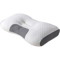 Cervical Neck Pillow, Contoured Orthopedic Massage Pillow with Memory Foam for Neck, Spine Support (White) - P0038