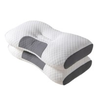 2-Pack Cervical Neck Pillow, Contoured Orthopedic Massage Pillow with Memory Foam for Neck, Spine Support (White) - P0038
