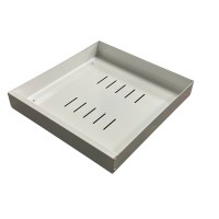 Pull-Out Metal Storage Rack with Smooth Glide Rails Heavy-Duty Slide-Out Organizer Tray with Ventilation Slots 40 × 42.2 cm Under-Sink, Office, Garage & Kitchen Shelf Drawer – White