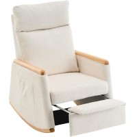 Accent Rocking Chair with Footrest, Upholstered Lounge Armchair with Solid Wood Base, High-Back, Side Pocket for Home, Living Room, Bedroom - LY-5021