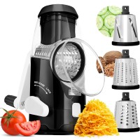JOINED Rotary Cheese Grater with Handle, Mandoline Slicer Shredder with 3 Stainless Steel Drums for Slicing, Shredding, Grating (Black) - ZF2316