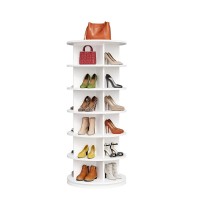 6-Tier Rotating Shoe Rack, 360° Rotating Shoe Organizer Tower for Home, Living Room, Entryway, Closet (White)