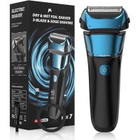  Electric Shaver for Men Dry & Wet 3-Blade Foil Razor with Floating Head High-Speed Motor, IPX7 Waterproof, Digital Display, USB Rechargeable Home & Travel Grooming Model FK-608