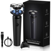 Electric Rotary Shaver for Men Magnetic Cutter Head, 3D Floating Blades, Anti-Pinch System, Type-C Fast Charging, Low-Noise, Ergonomic Handle Daily Beard & Facial Shaving Model Victor