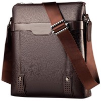 PU Leather Shoulder Bag, Waterproof Crossbody Messenger Bag with Adjustable Strap, Tablet Compartment for Office, Business, Travel (Brown) - BR3140