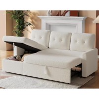  Modern 3-in-1 Convertible Sofa Bed  Convertible Sofa Bed with Storage Chaise  Reversible L-Shaped Couch, Pull-Out Sleeper, Bouclé Fabric  Apartment Living Room, Guest Room