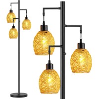 SUNMORY Tree Floor Lamp, 68" inch Tall Dimmable Lamp with Rattan Shade for Home, Bedroom, Office - KL2109F-Y