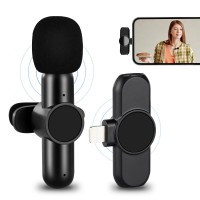 Wireless Lavalier Microphone, Wireless Plug-Play Microphone with Lightning Connector Receiver for iPhone, iPad, Video Recording, Livestreaming, TikTok (1 Mic + 1 Receiver)
