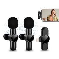 2-Pack Wireless Lavalier Microphone, Dual Wireless Plug-Play Microphone with Lightning Connector Receiver for iPhone, iPad, Video Recording, Livestreaming, TikTok (2 Mic + 1 Receiver)