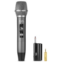 XZL UHF Wireless Microphone, Rechargeable Cordless Microphone with 1/4” Receiver, Adjustable Frequency & Volume, Plug and Play for Karaoke, Presentations, Speeches - U50