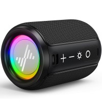 F20 RGB LED Wireless Speaker, Portable Blueooth Speaker with TWS, IPX5 Waterproof, LED Lights, TF Card Slot for Home, Travel, Parties, Beach (Black)