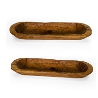 Natural Wood Dough Bowls 2-Pack 51cm Rustic Centerpiece