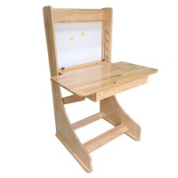 Adjustable Wooden Study Desk, Compact Desk with Built-In Whiteboard, Height Adjustable, Slide-Out Drawer for Kids