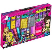 Fashion Girl Hair Chalk Beauty Set for Girls, Temporary Hair Color Makeup Kit with Stamp Markers, Lip Gloss, Nail Polish, Eye Shadow & Accessories for Dress-Up, Parties & Gifts