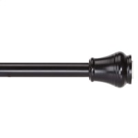 Black Tension Shower Curtain Rod, Decorative Metal Bathroom Curtain Rod with Classic Finial Ends, 62 in / 157.48 cm, No-Drill Style for Bathroom, Shower, Tub and Apartment Use